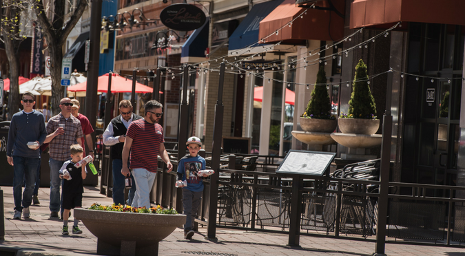 people in old town fort collins