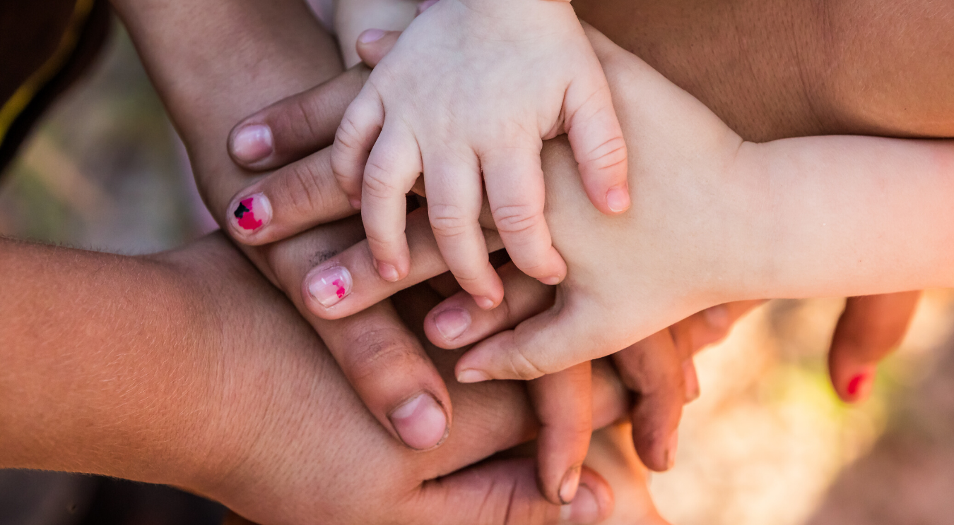 children hands together