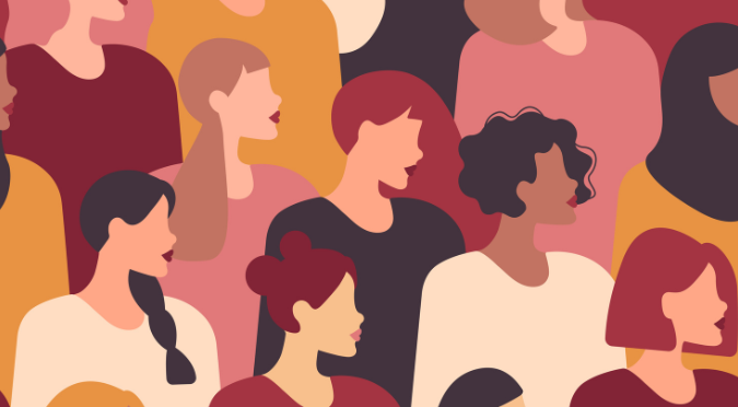 Illustration of diverse women in profile