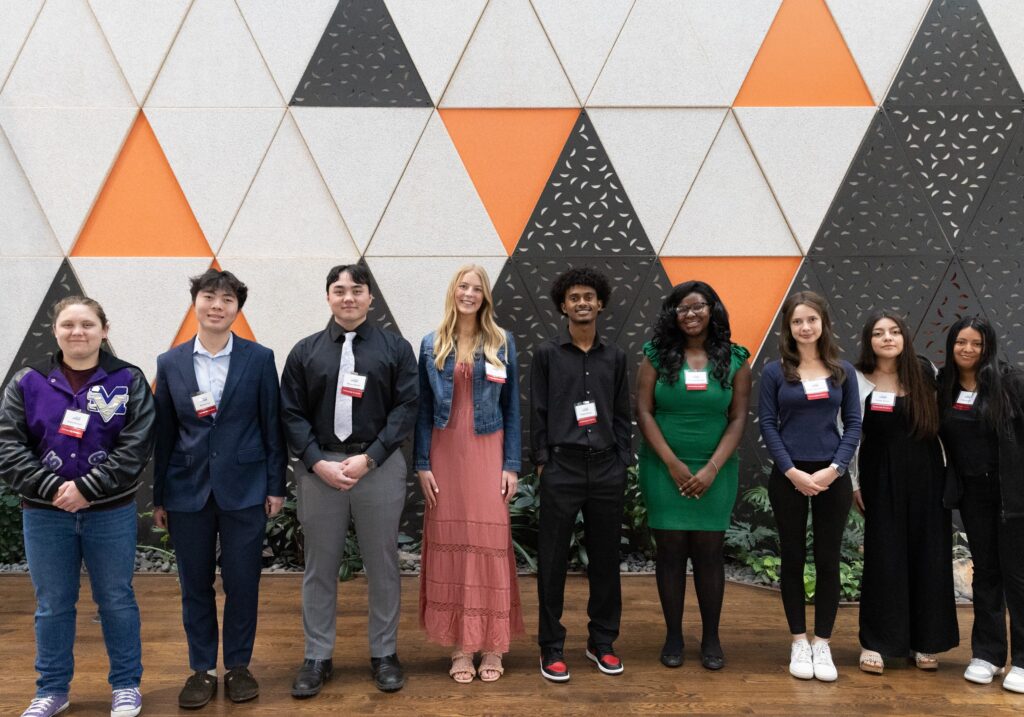Scholarship winners at a reception in their honor